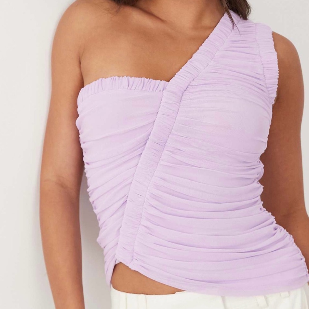 ASOS One-Shoulder Ruched Lilac Top